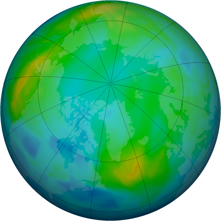 Arctic ozone map for 20 November 2012